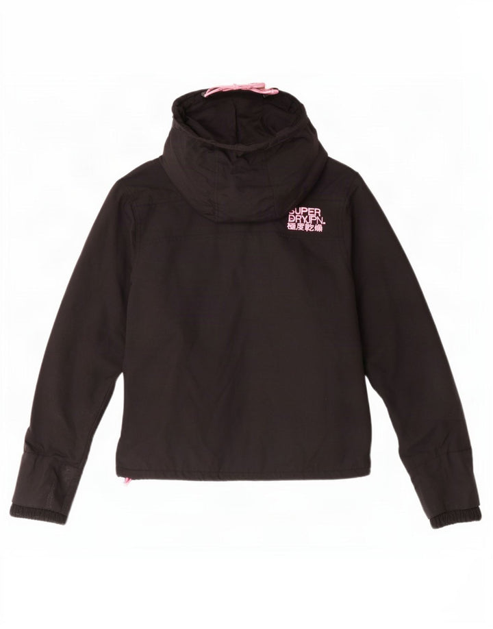 Superdry Womens The Windcheater Hooded Windbreaker Jacket UK 10 Small Black