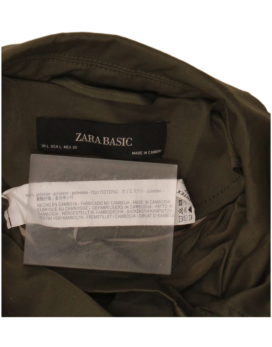 Zara Dame Military Jacket UK 16 Large Khaki Polyester