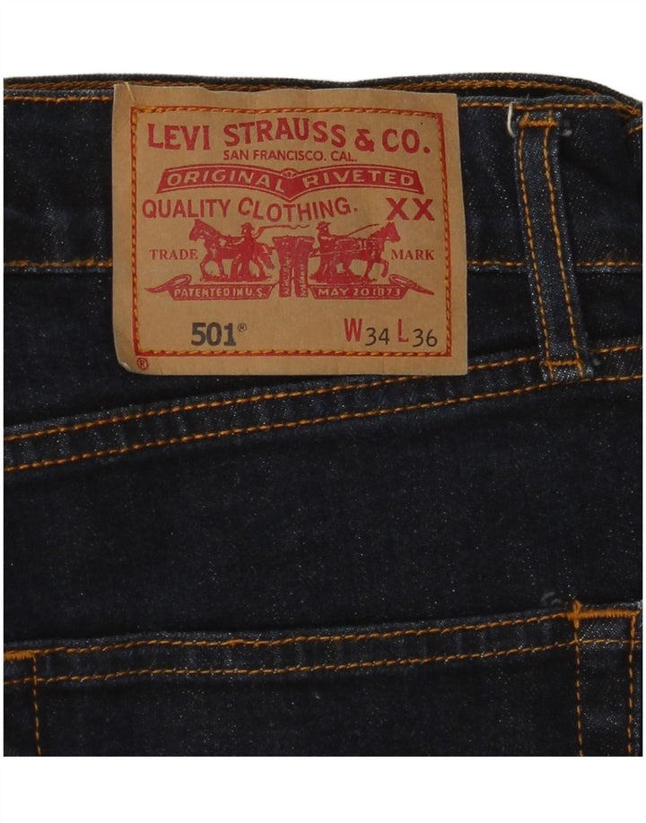 LEVI'S Herre 501 Straight Jeans W34 L27 Marineblå Bomuld