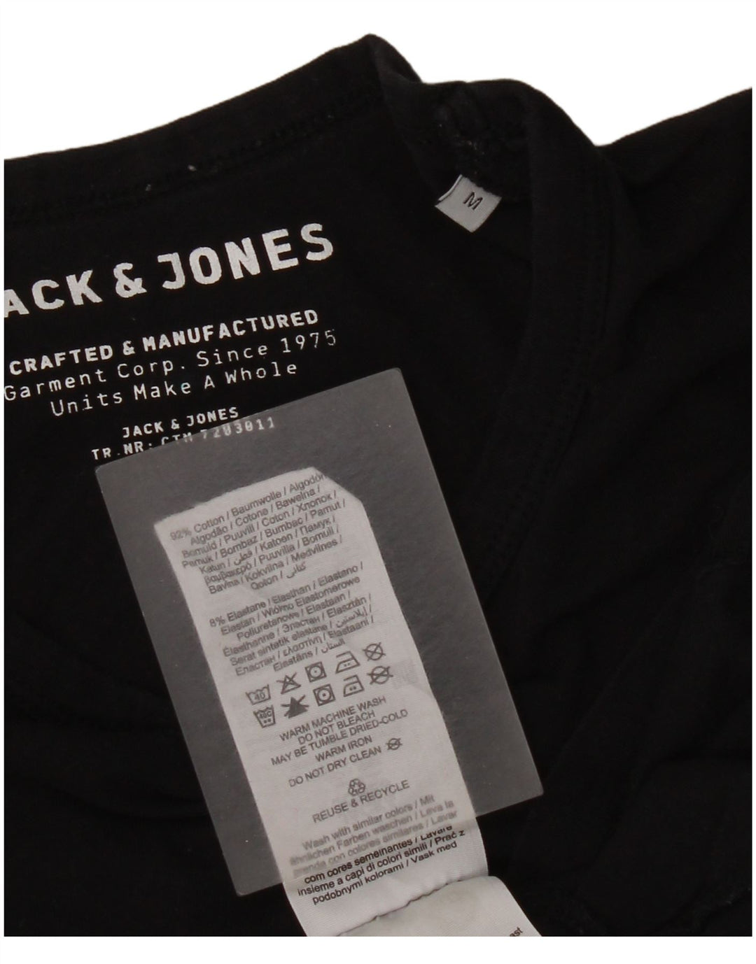 Jack & Jones Herre T-Shirt Top Medium Sort Bomuld