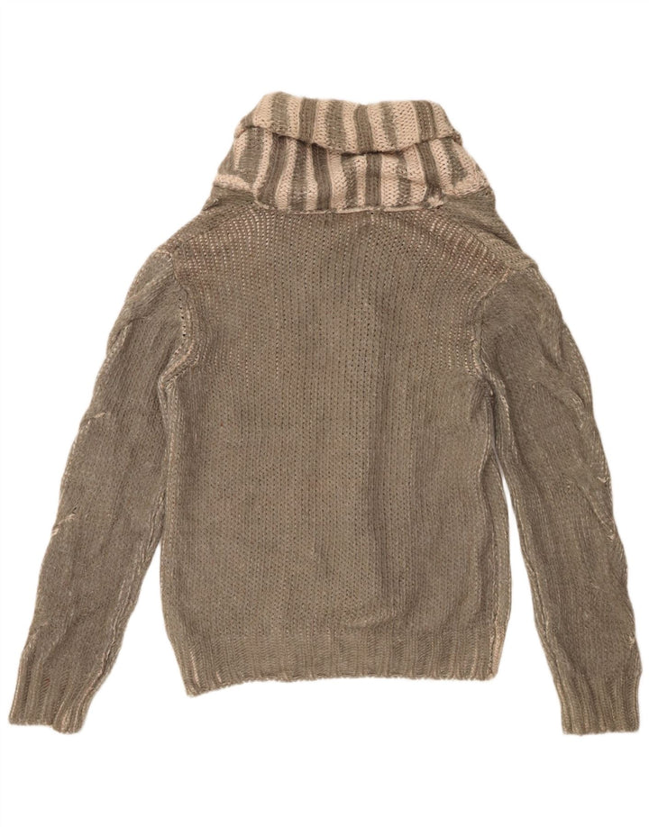 Zara Herre Cardigan Sweater Stor Grøn Stribet Akryl