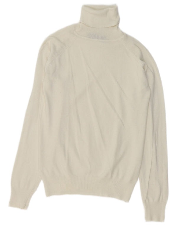 Zara Dame Rullehals Sweater UK 10 Small White Bomuld