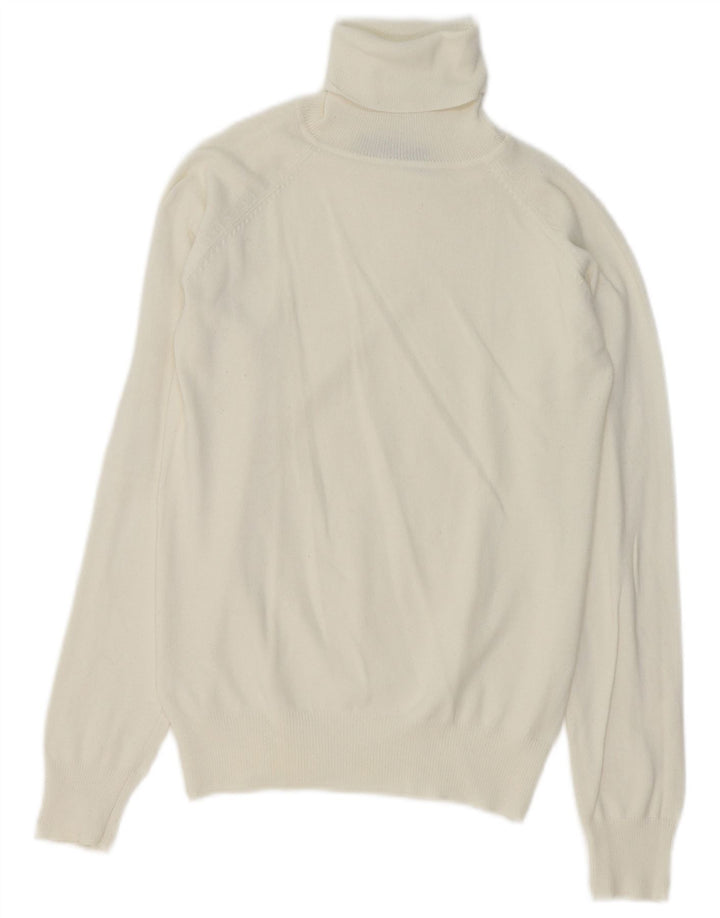 Zara Dame Rullehals Sweater UK 10 Small White Bomuld