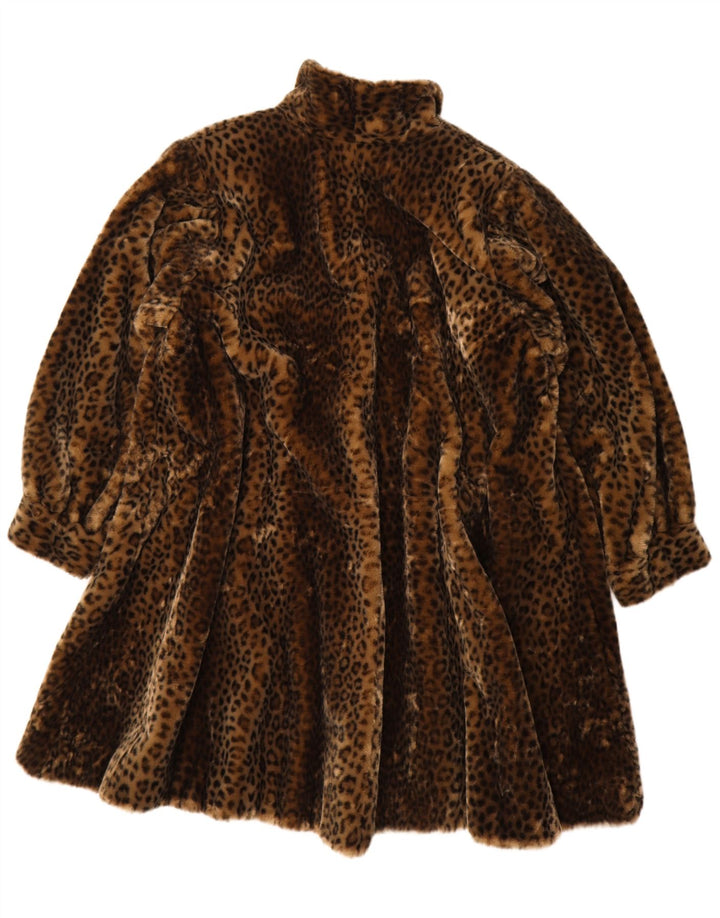 Michel Alexis Dame Oversized Overfrakke EU 38 Medium Brown Animal Print