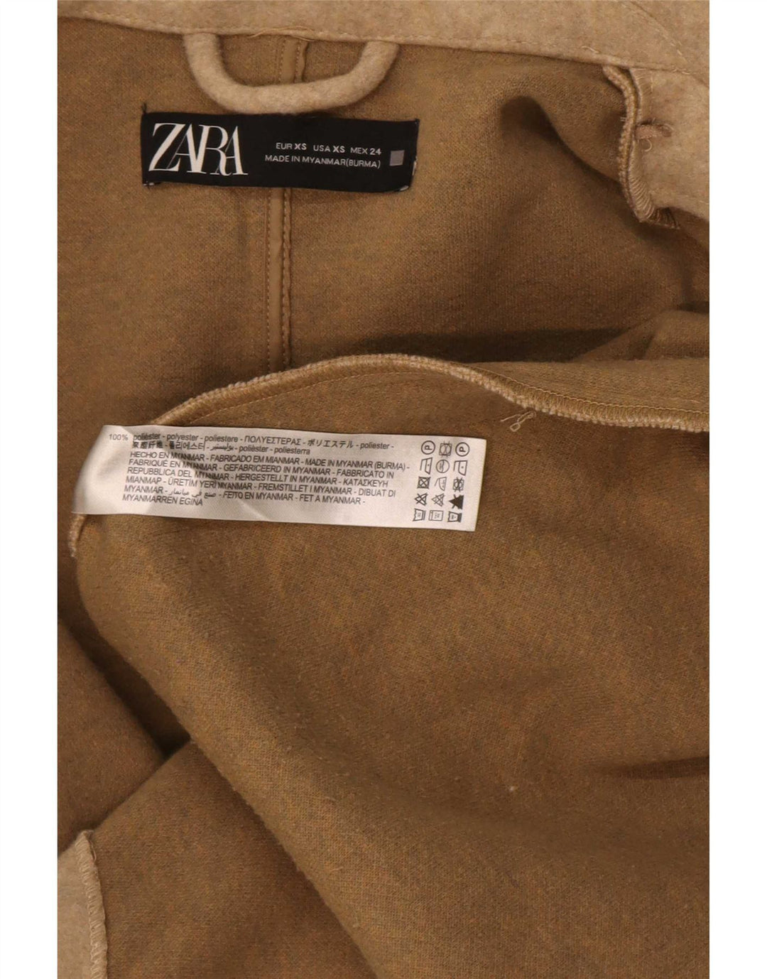 Zara Womens Oversized Open Blazer Jacket UK 6 XS Beige Polyester