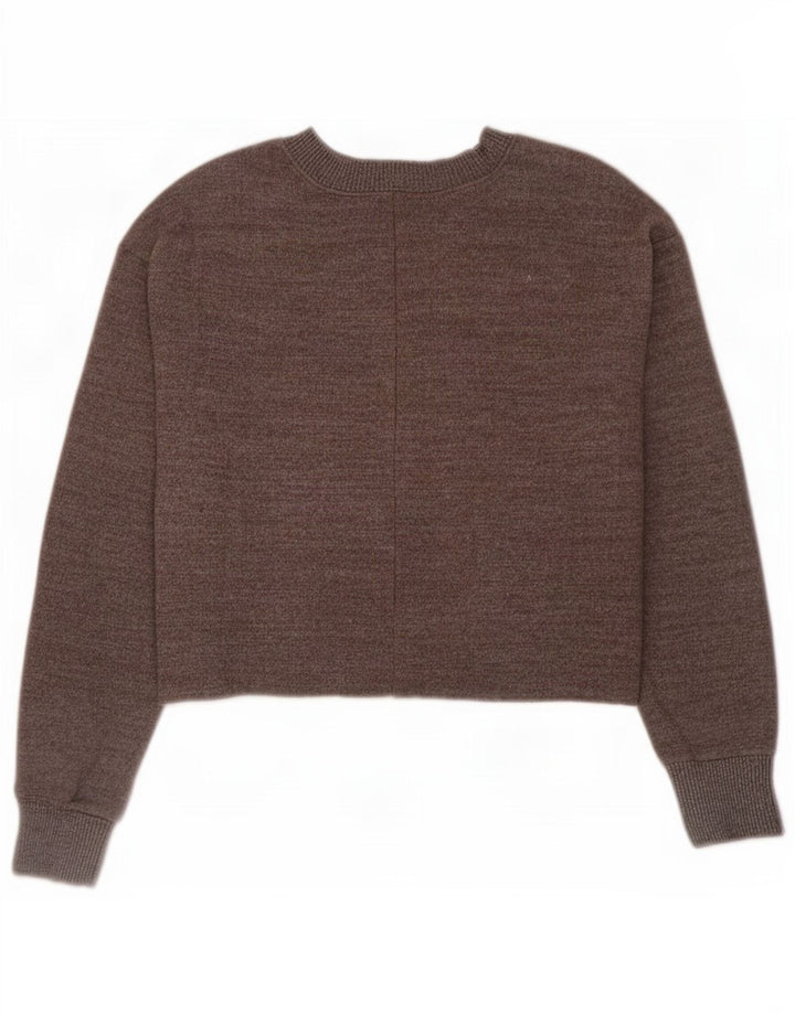 Zara Dame Crop Bluse Top UK 16 Stor Grå Bomuld