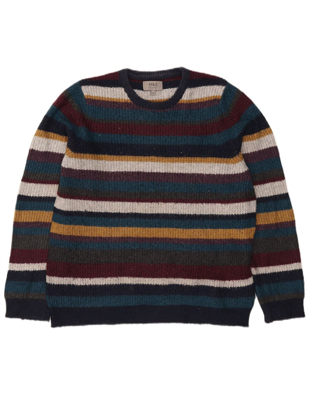 Marks & Spencer Herretrøjetrøje med rund hals, medium flerfarvet stribet