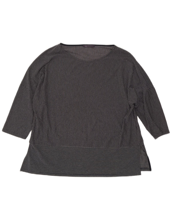 Marks & Spencer dametop 3/4 ærmer UK 18 XL marineblå nålestribe