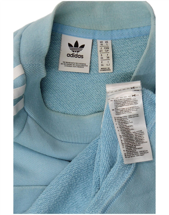 Adidas Dame Sweatshirt Jumper UK 10 Lille Blå Bomuld
