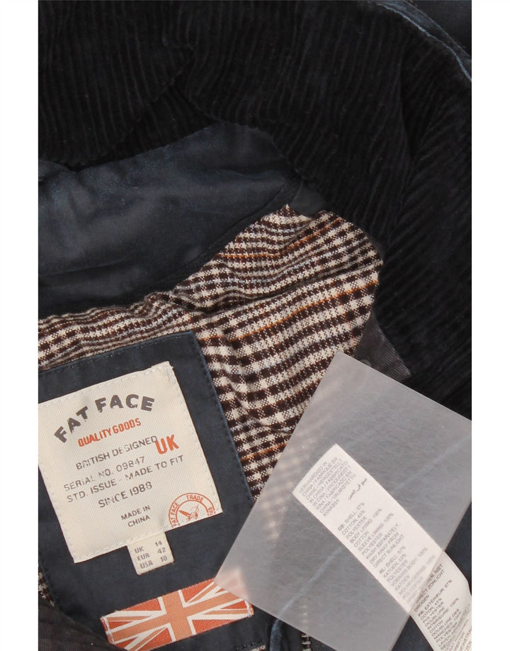 Fat Face Dame Hooded Utility Jacket UK 14 Large Navy Blue Cotton