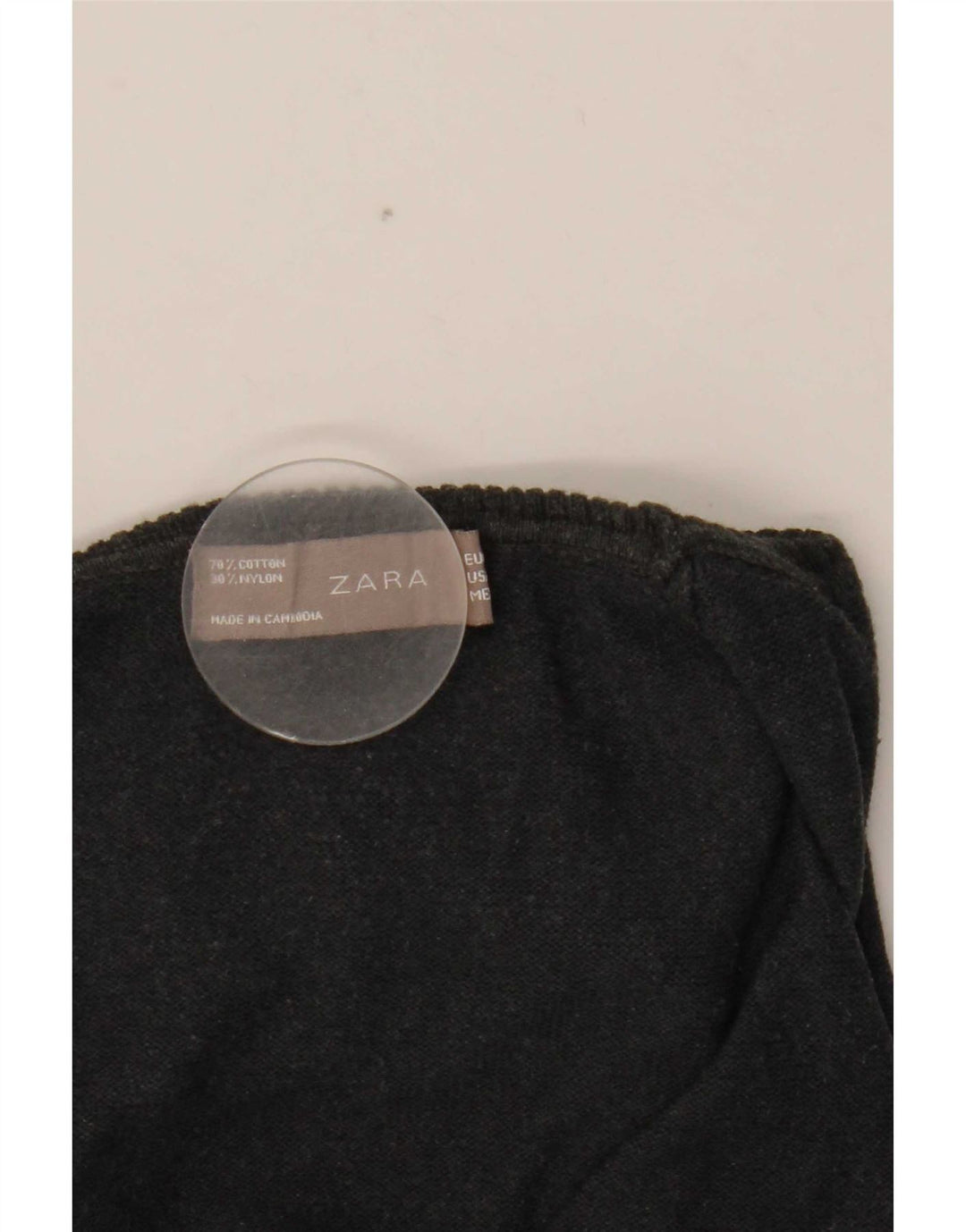 Zara Dame Crop Roll Neck Jumper Sweater UK 12 Medium Grey Bomuld
