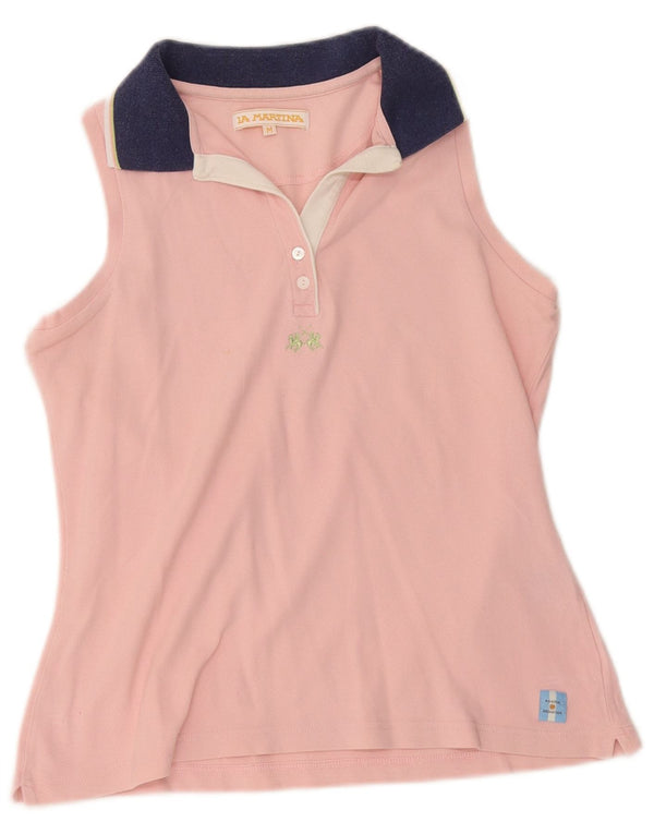 La Martina Dame ærmeløs poloshirt UK 12 Medium Pink Colourblock