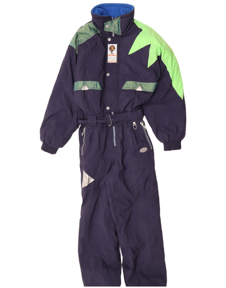 Vintage Ski Jumpsuit til mænd IT 48 Medium Navy Blue Colourblock Polyamid