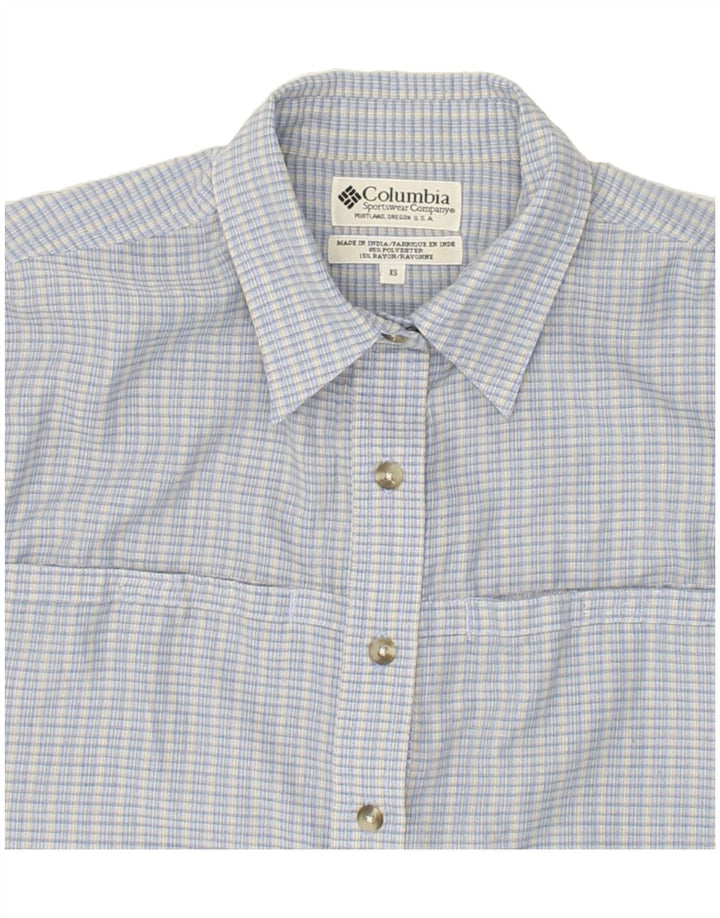 COLUMBIA Womens Shirt UK 6 XS Blue Check Polyester Vintage Columbia and Second-Hand Columbia from Messina Hembry 