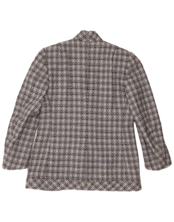 Vintage dame 3-knaps blazerjakke UK 14 Medium Blue Geometric