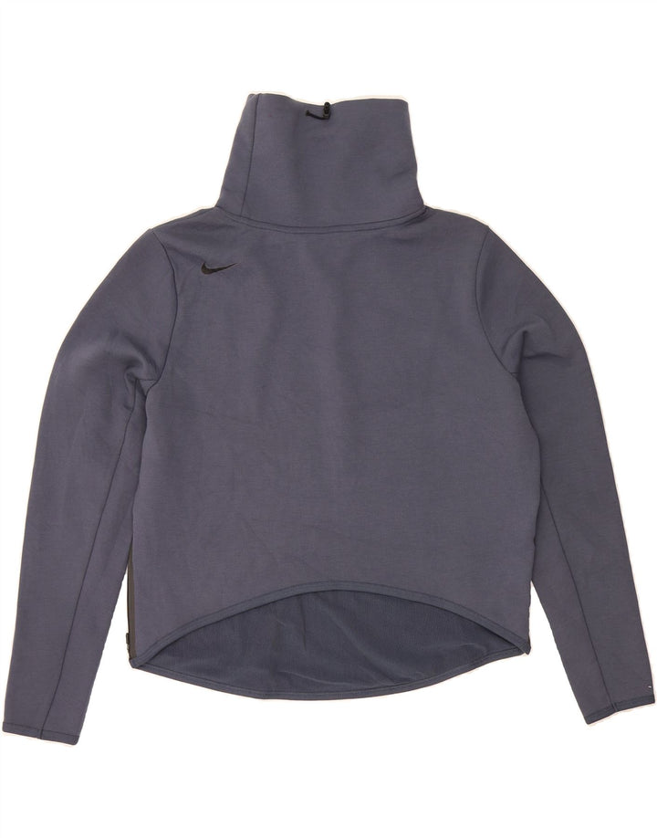 NIKE Womens Crop Sweatshirt Jumper UK 14 Medium Navy Blue Polyester Vintage Nike and Second-Hand Nike from Messina Hembry 