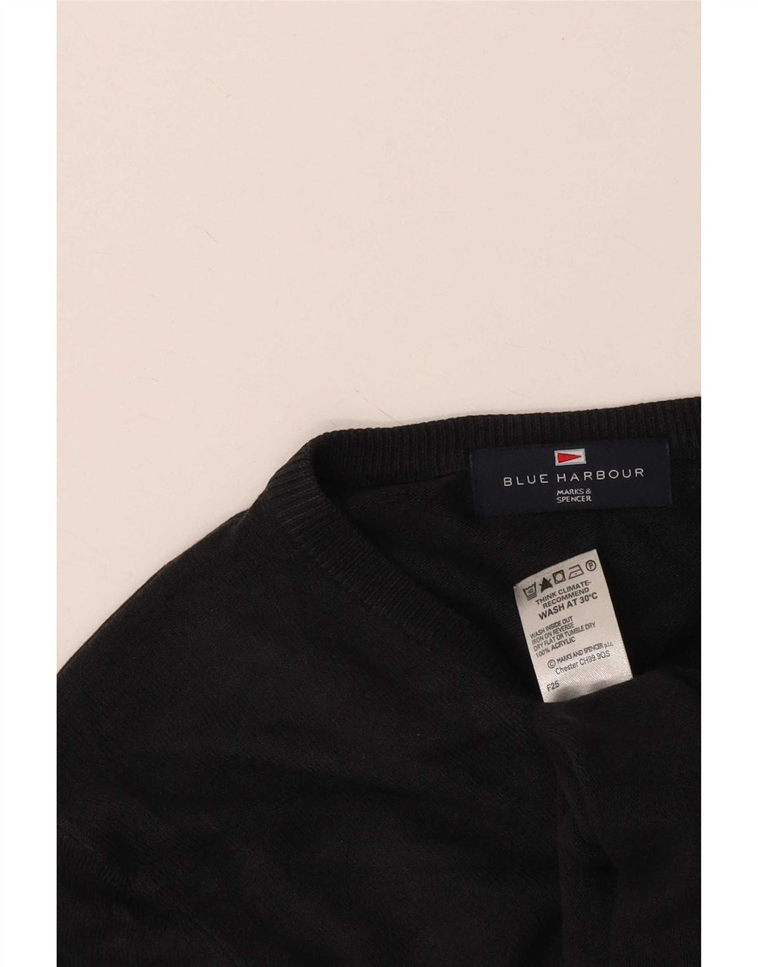 Marks & Spencer Herre Blue Harbor V-hals sweater lille sort akryl