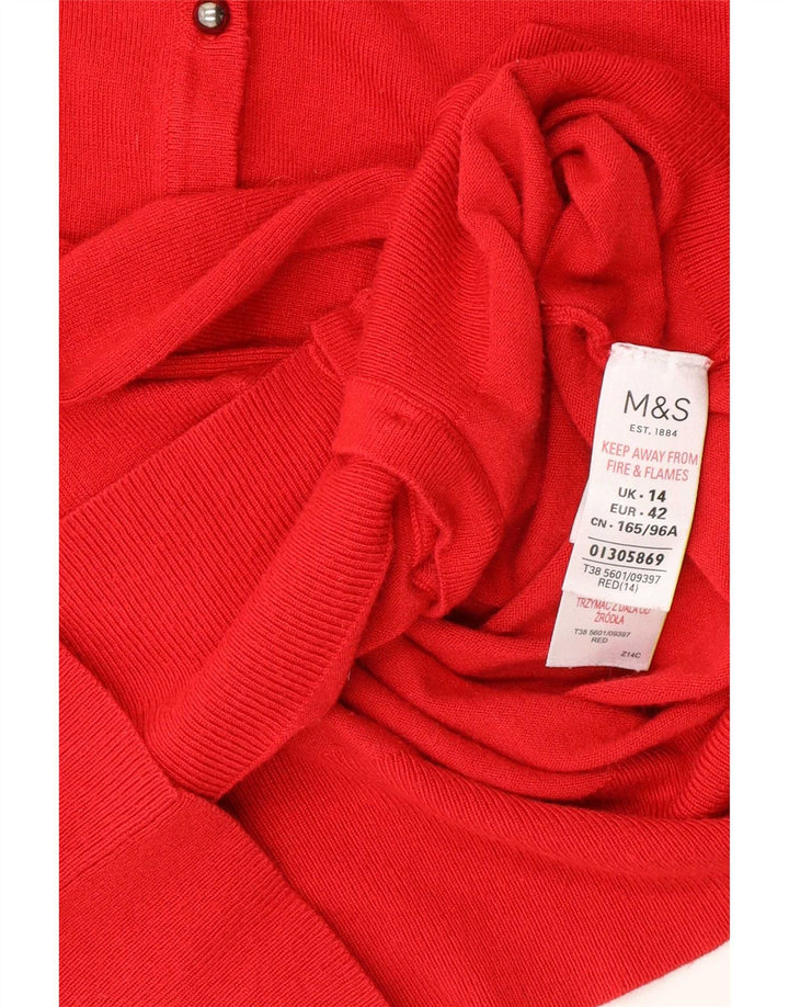 Marks & Spencer Dame Cardigan Sweater UK 14 Medium Red Viscose