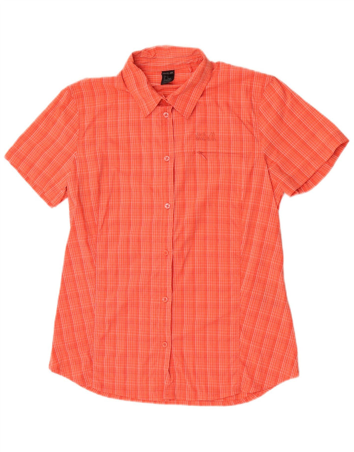 Jack Wolfskin Kortærmet skjorte til kvinder UK 12 Medium Orange Ternet polyamid