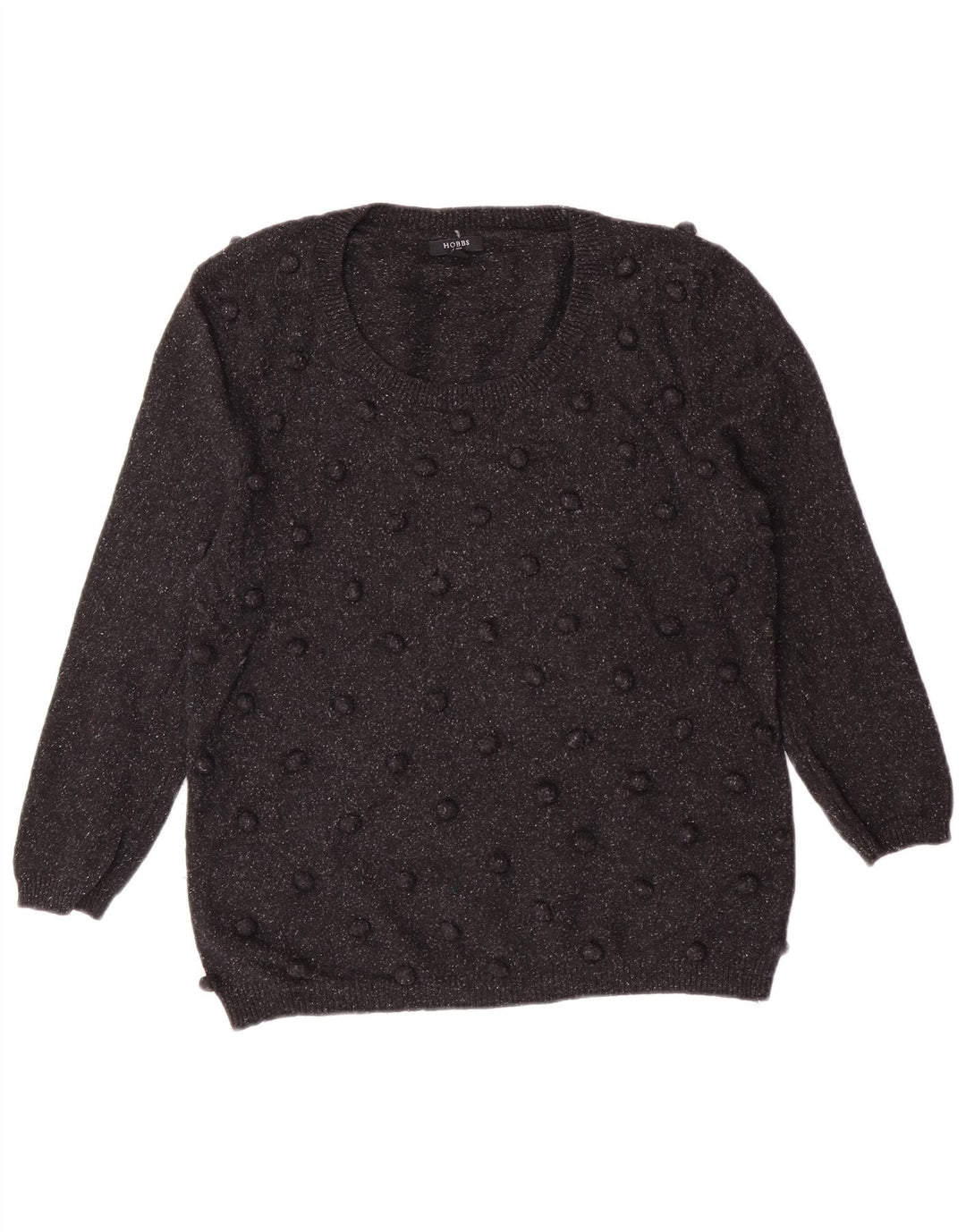 Hobbs Dame Boat Neck Jumper Sweater UK 14 Medium Black Wool Classic