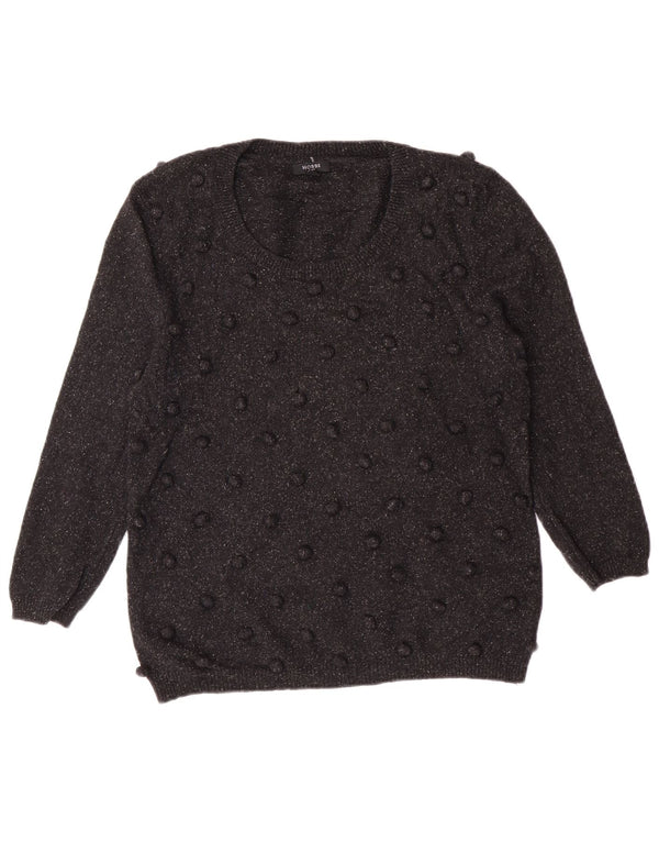 Hobbs Dame Boat Neck Jumper Sweater UK 14 Medium Black Wool Classic