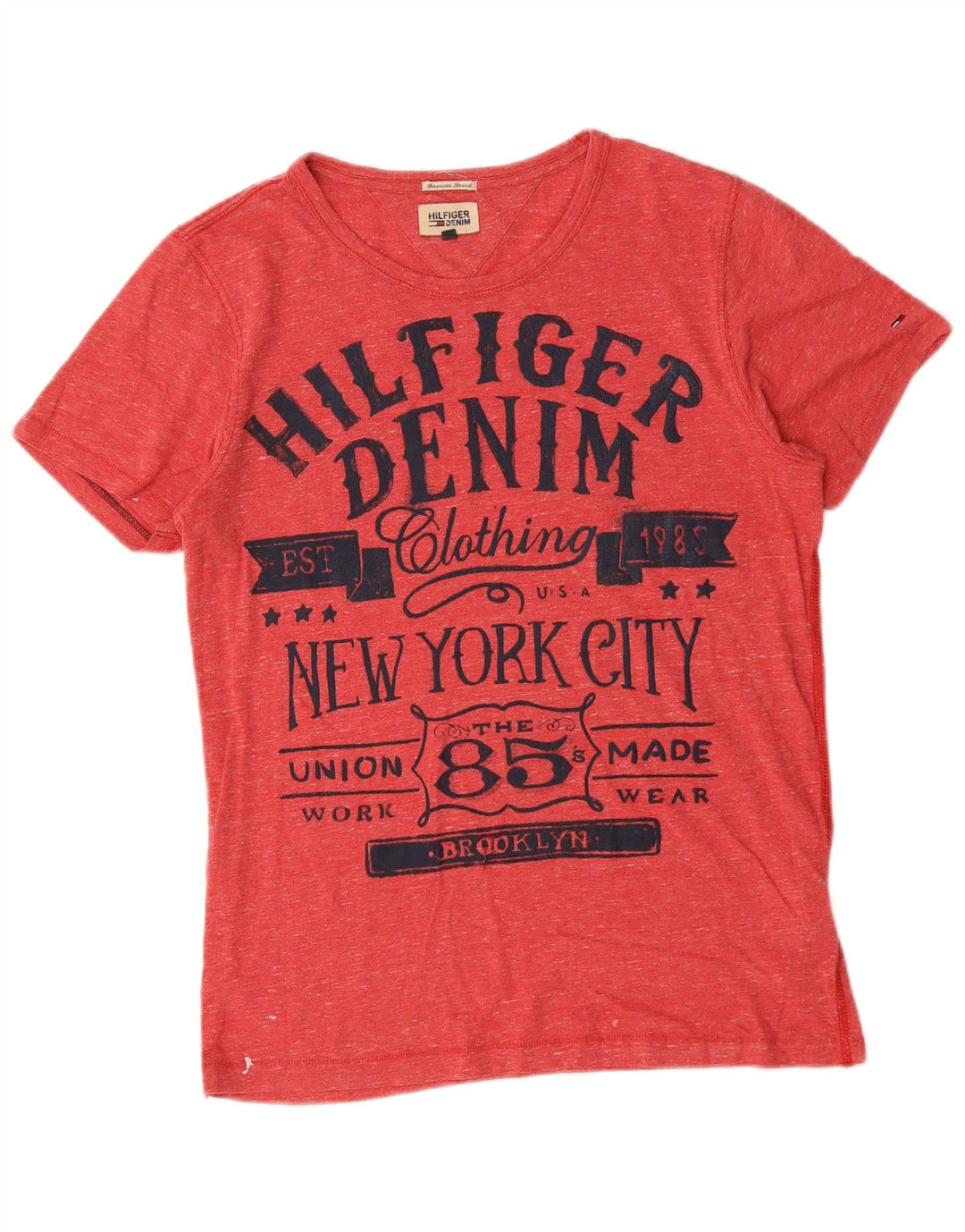 Tommy Hilfiger Herre grafisk T-shirt Top Medium Rød Flecked Bomuld