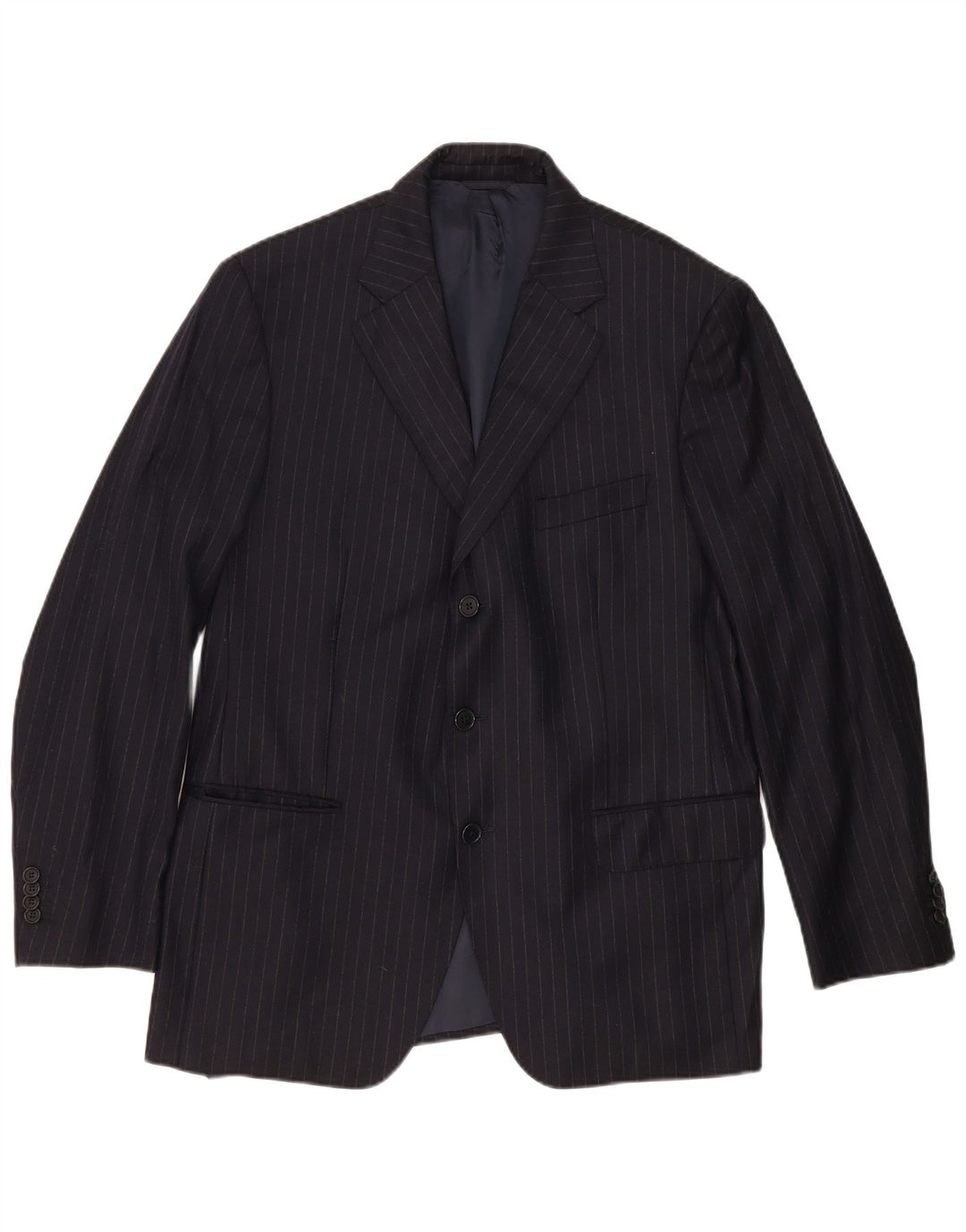 Loro Piana Herre 3-knaps blazerjakke IT 54 2XL marineblå nålestribet uld