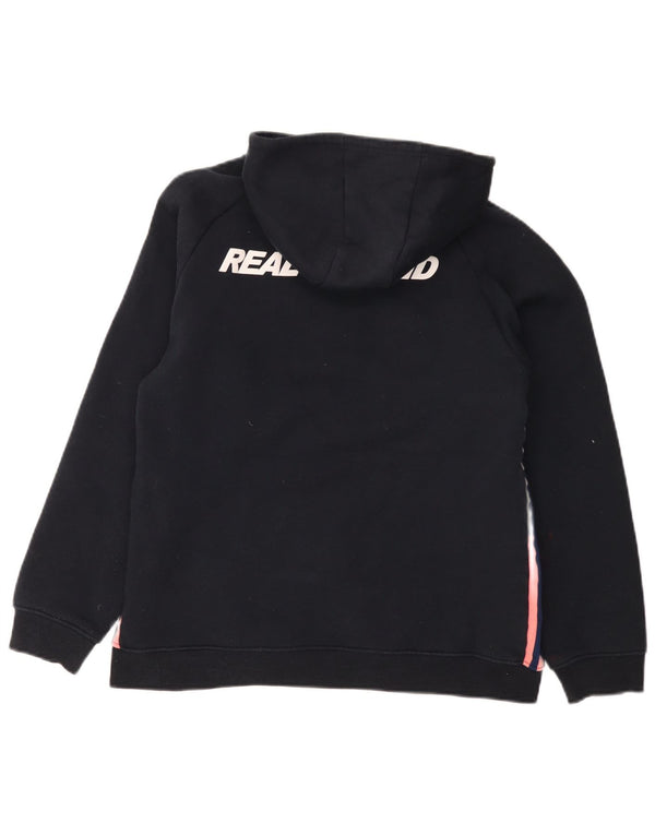 Adidas Dame Real Madrid Hoodie Jumper UK 16 Large Navy Blue Polyester