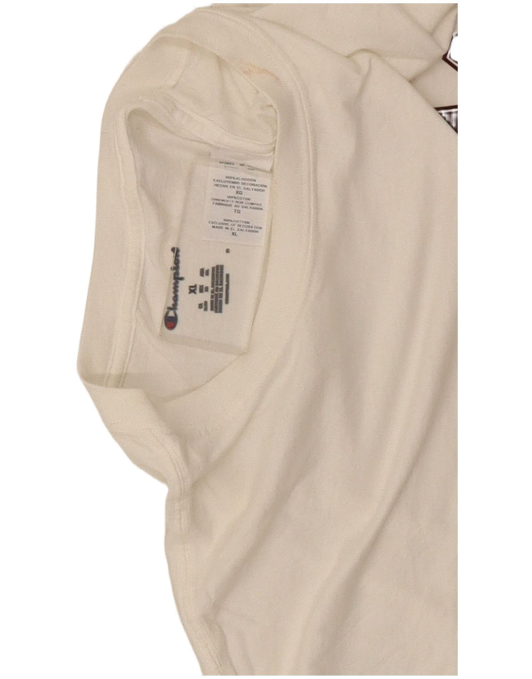 Champion Herre Grafisk T-Shirt Top XL Hvid Bomuld