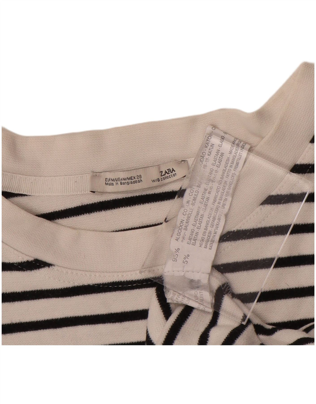 Zara Dame Langærmet Top Langærmet UK 14 Medium Hvid Stribet Nautical