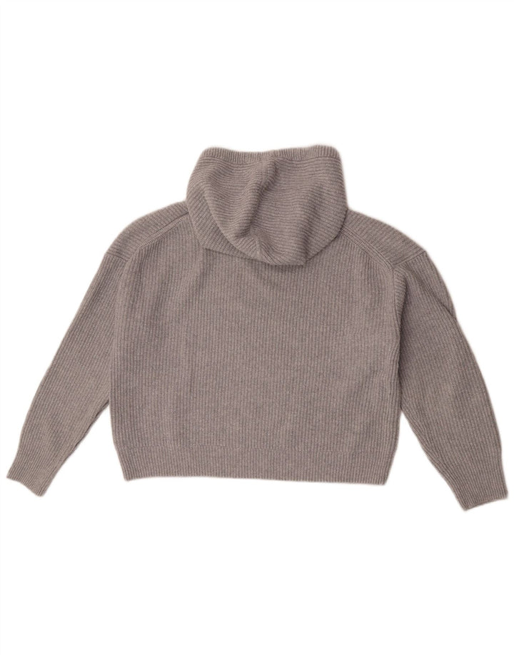 Gap Dame Crop Hættetrøje Sweater UK 14 Medium Grey Bomuld