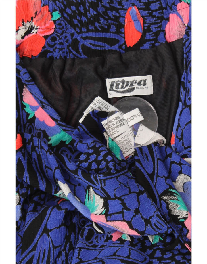 LIBRA Midi-nederdel til kvinder UK 14 Medium W30 Blue Floral Viscose