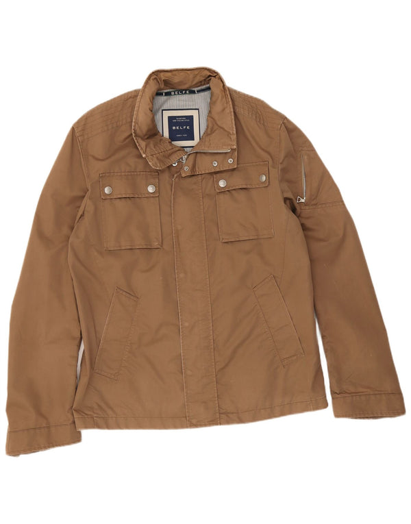 Belfe Herre Utility Jacket UK 42 XL Beige Bomuld