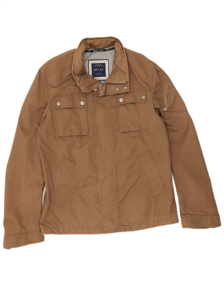 Belfe Herre Utility Jacket UK 42 XL Beige Bomuld