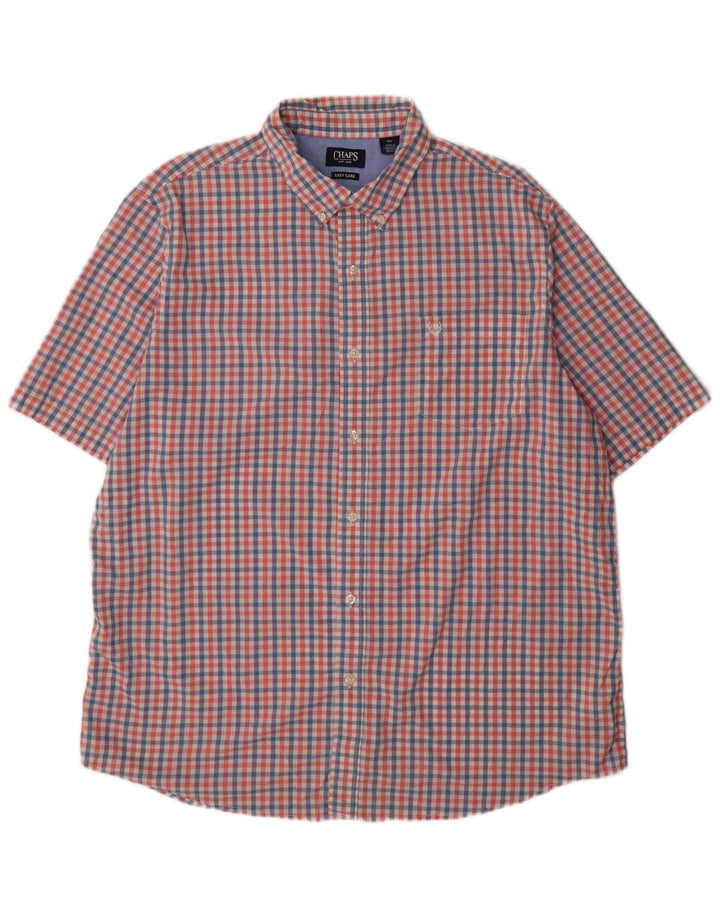 Chaps Herre let pleje kortærmet skjorte 2XL Pink Gingham Cotton