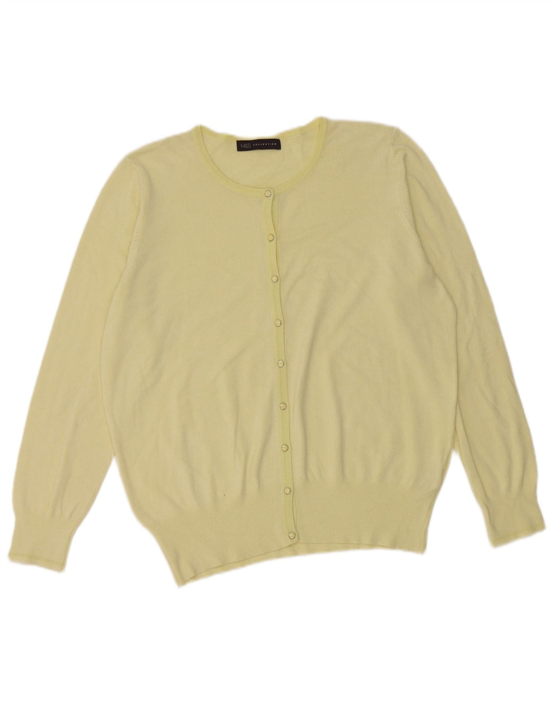 Marks & Spencer Dame Cardigan Sweater UK 16 Large Yellow Viscose