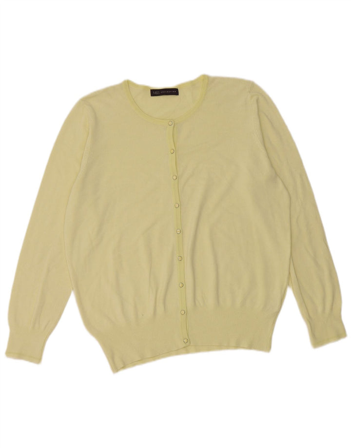 Marks & Spencer Dame Cardigan Sweater UK 16 Large Yellow Viscose