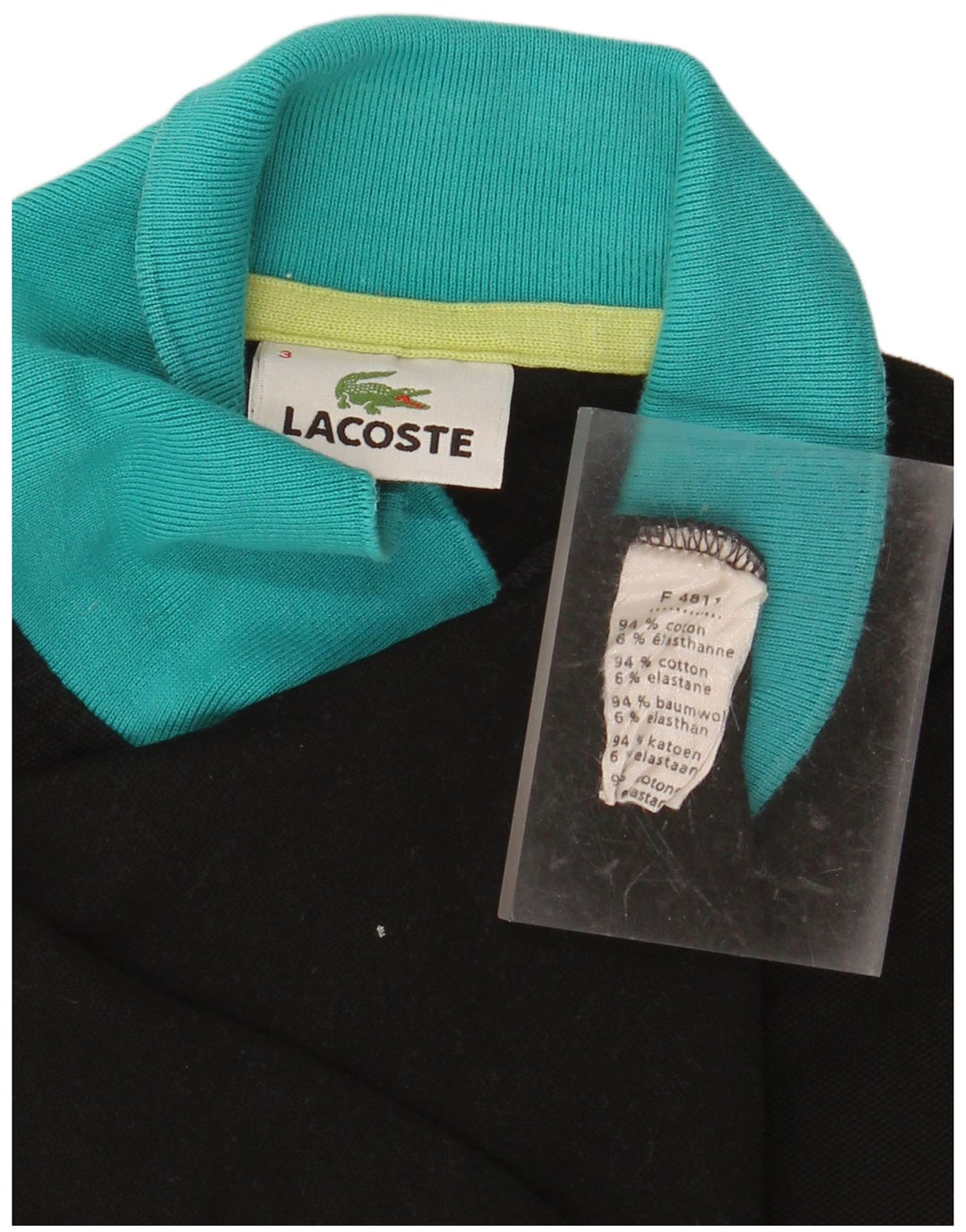 LACOSTE Poloshirt til mænd størrelse 3 Lille sort Colourblock Bomuld