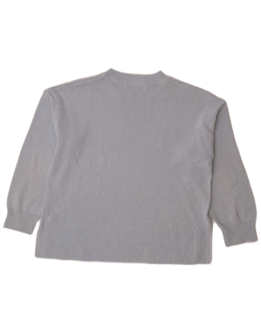 Zara Dame Oversized Crew Neck Jumper Sweater UK 14 Medium Blue Cotton