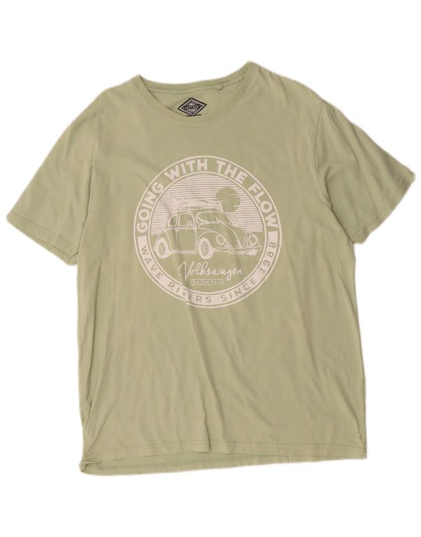 Fat Face Mens Graphic T-Shirt Top Large Green Cotton