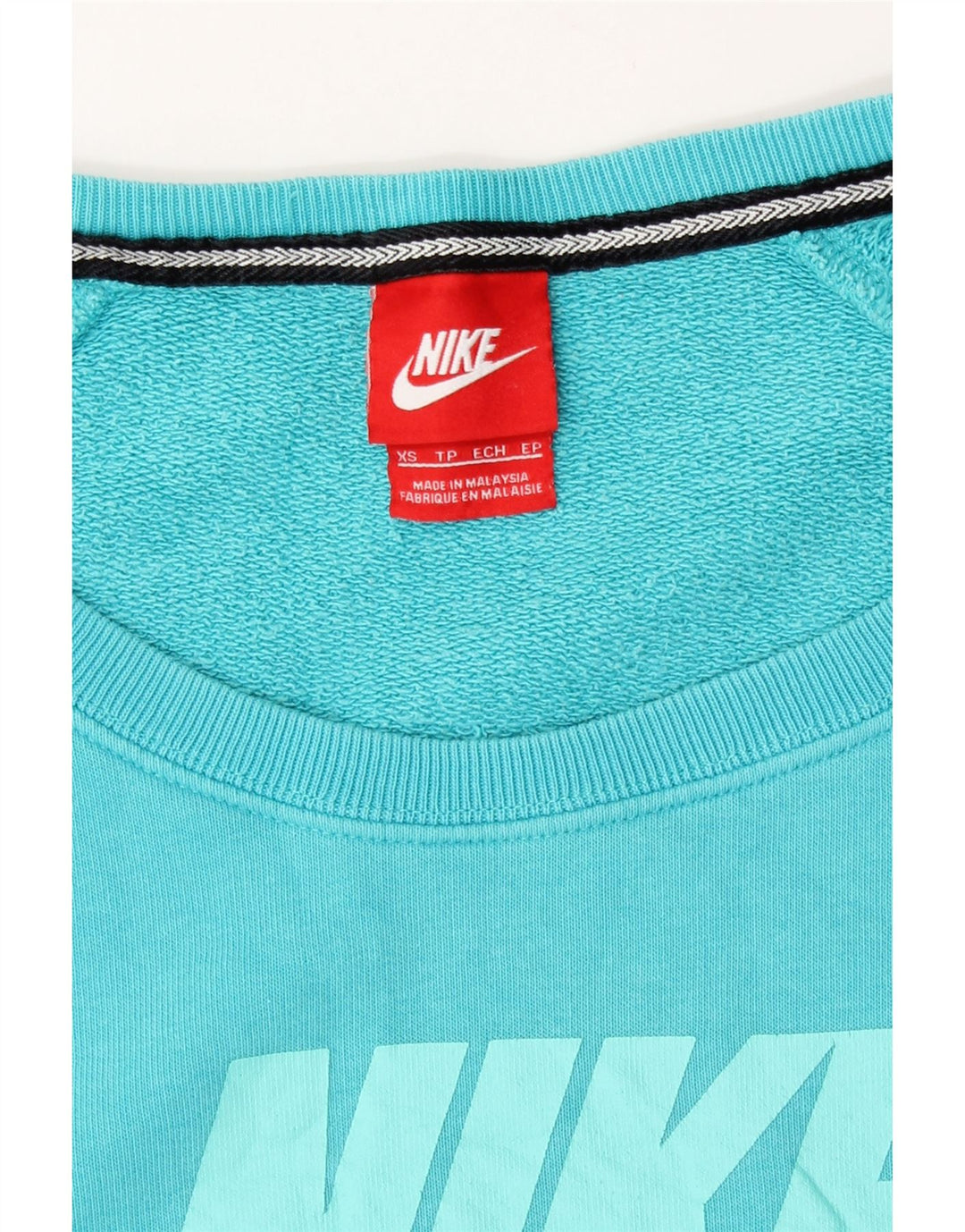 Nike Dame Grafisk Oversized Sweatshirt Jumper UK 6 XS Blå Bomuld