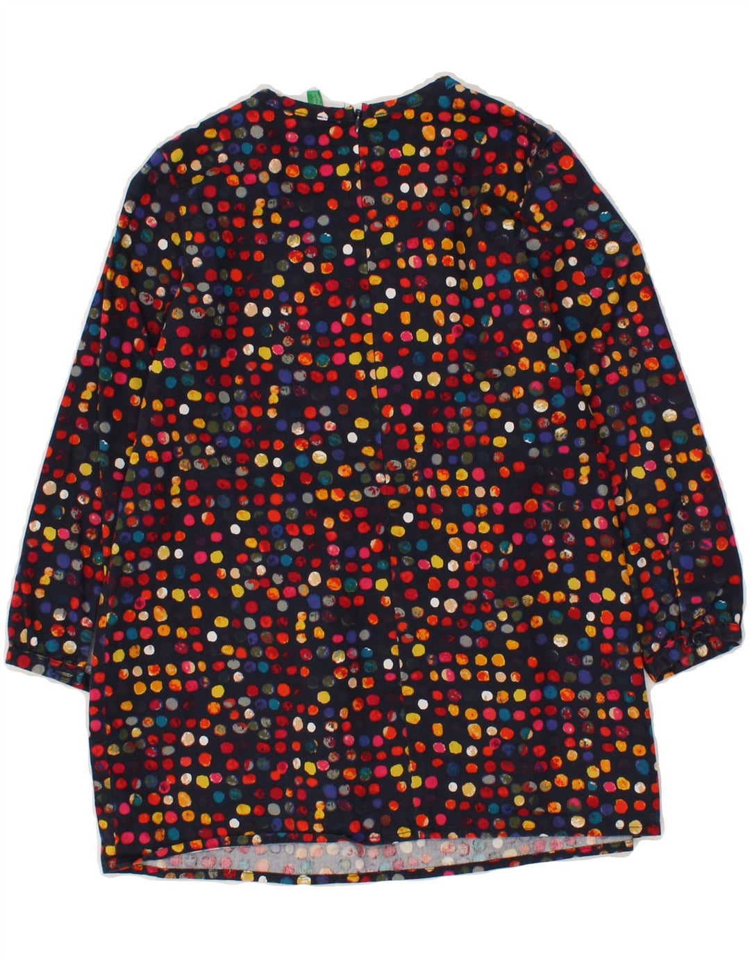 BENETTON Girls Long Sleeve Basic Dress 5-6 Years Multicoloured Spotted Vintage Benetton and Second-Hand Benetton from Messina Hembry 