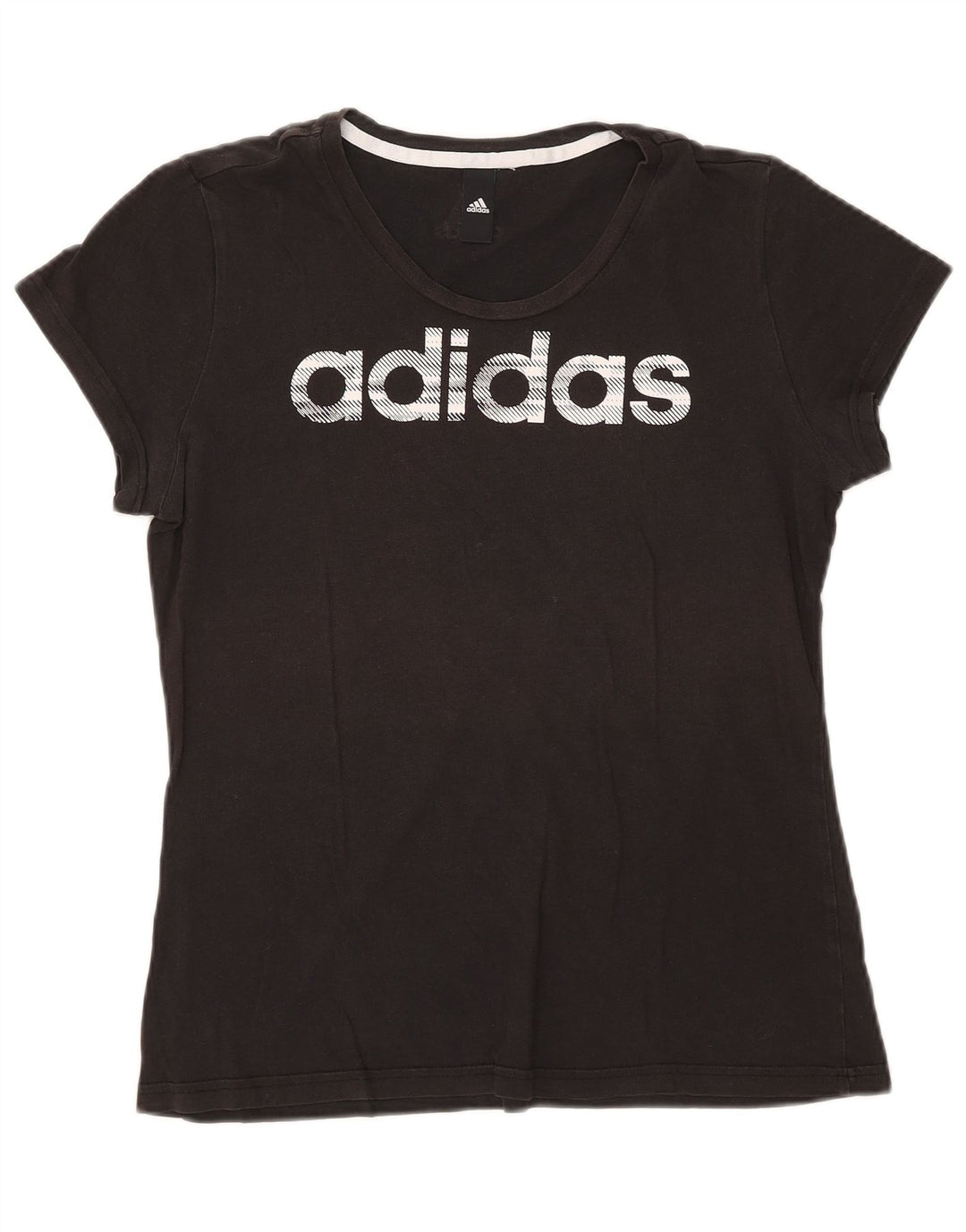 Adidas Dame Grafisk T-Shirt Top UK 12 Medium Sort