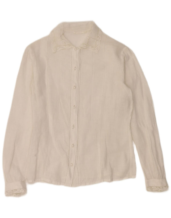 Vintage pigeskjortebluse 13-14 år hvid