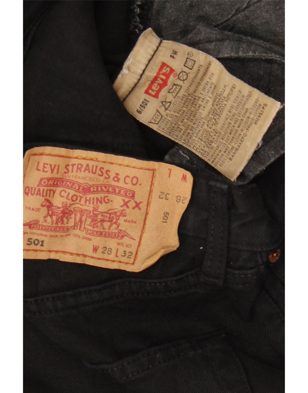 Levi's Dame 501 Straight Jeans W28 L29 Sort Bomuld
