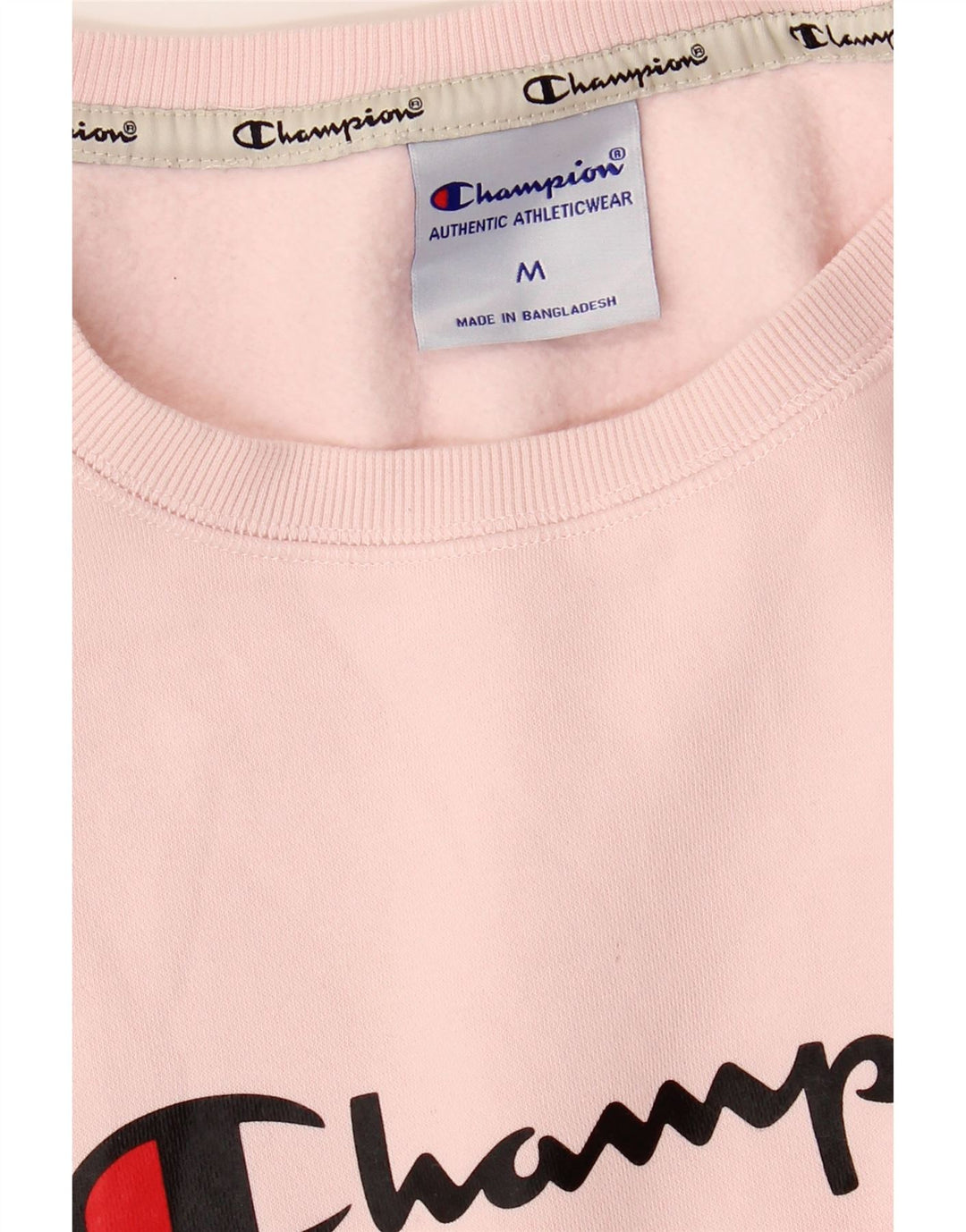 Champion Dame Grafisk Sweatshirt Jumper UK 14 Medium Pink Bomuld
