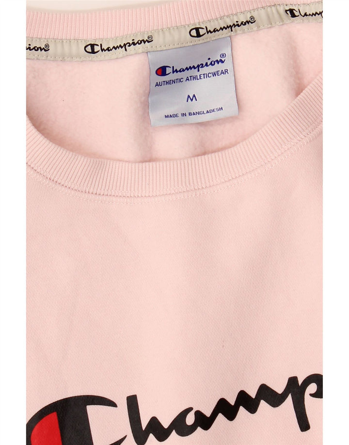 Champion Dame Grafisk Sweatshirt Jumper UK 14 Medium Pink Bomuld