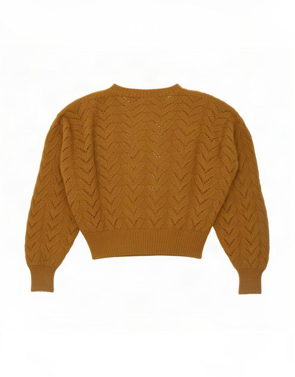 Vintage Dame Boat Neck Jumper Sweater UK 16 Stor Brun