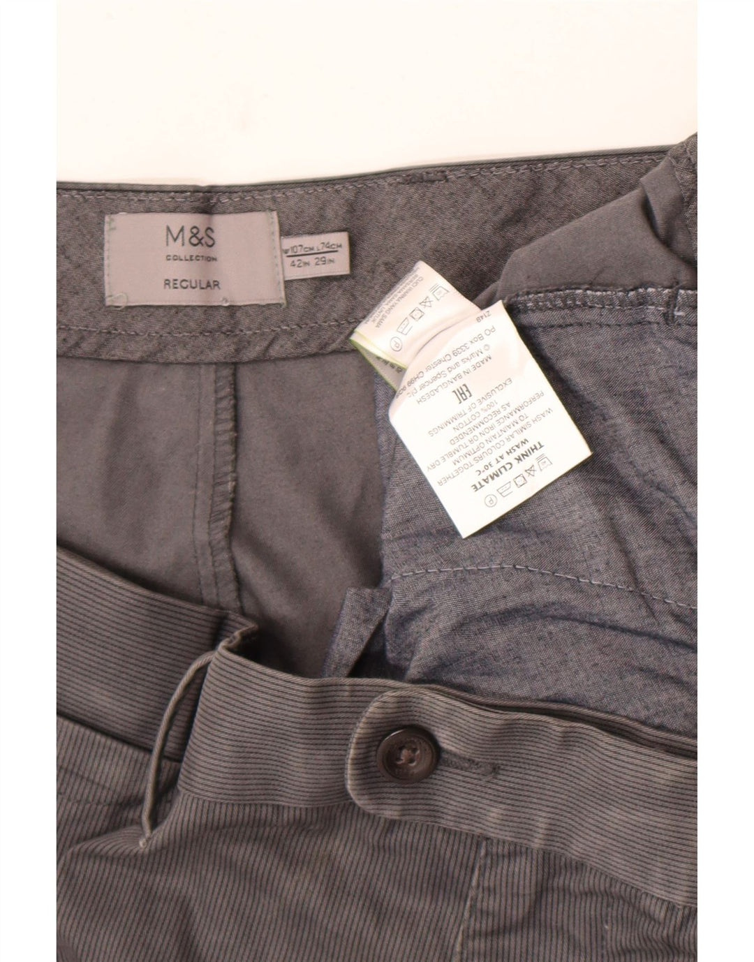 Marks & Spencer Herre Regular Fit Suit Bukser W42 L29 Grå nålestribe