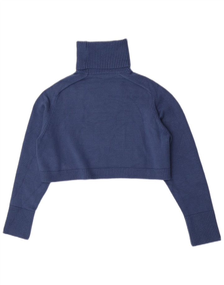 Zara Dame Oversized Crop Roll Neck Jumper Sweater UK 10 Small Blue
